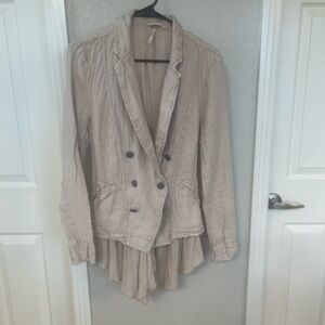 FREE PEOPLE ruffled double breasted coat / jacket S New